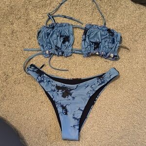 Blue Tie-Dye Bikini Set